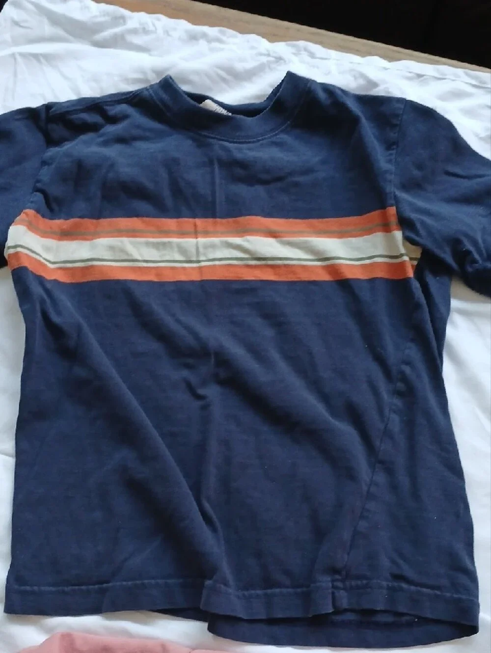 Old Navy Navy Long-Sleeve Santa Graphic Tee with Red & White Accents